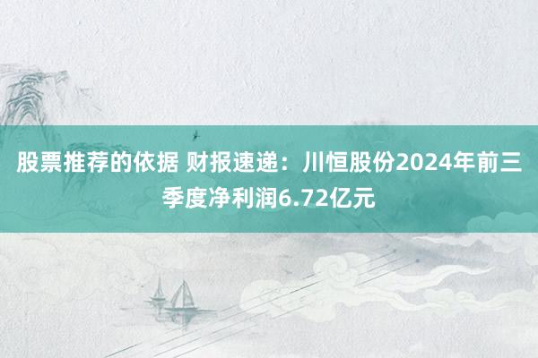 股票推荐的依据 财报速递：川恒股份2024年前三季度净利润6.72亿元