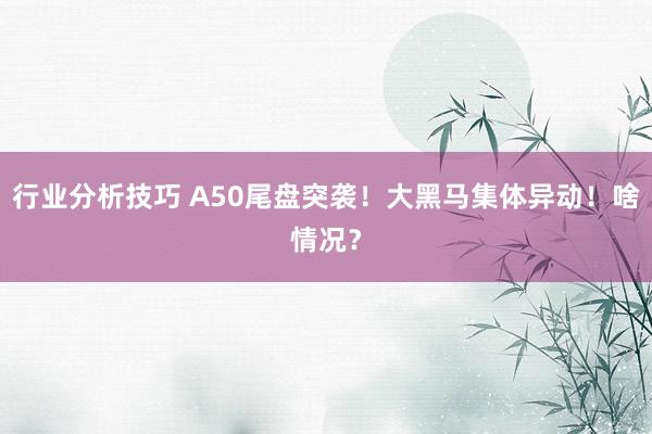 行业分析技巧 A50尾盘突袭！大黑马集体异动！啥情况？