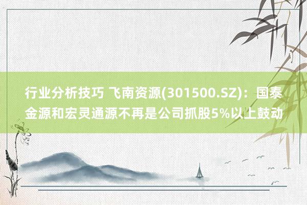 行业分析技巧 飞南资源(301500.SZ)：国泰金源和宏灵通源不再是公司抓股5%以上鼓动