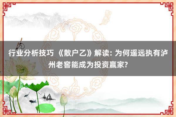 行业分析技巧 《散户乙》解读: 为何遥远执有泸州老窖能成为投资赢家?