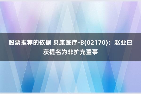 股票推荐的依据 贝康医疗-B(02170)：赵业已获提名为非扩充董事