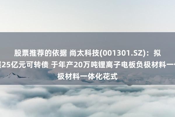 股票推荐的依据 尚太科技(001301.SZ)：拟刊行不超25亿元可转债 于年产20万吨锂离子电板负极材料一体化花式