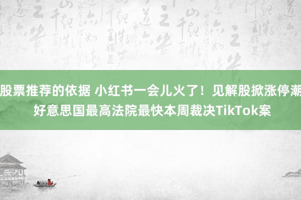 股票推荐的依据 小红书一会儿火了！见解股掀涨停潮 好意思国最高法院最快本周裁决TikTok案