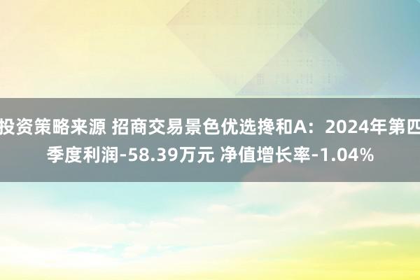 投资策略来源 招商交易景色优选搀和A：2024年第四季度利润-58.39万元 净值增长率-1.04%