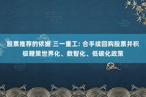 股票推荐的依据 三一重工: 合手续回购股票并积极鞭策世界化、数智化、低碳化政策