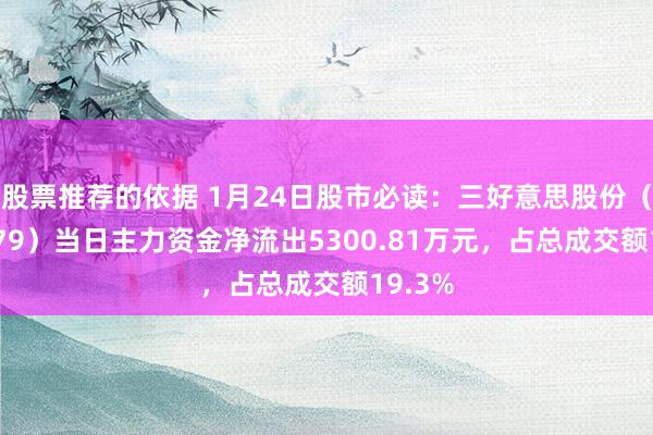 股票推荐的依据 1月24日股市必读：三好意思股份（603379）当日主力资金净流出5300.81万元，占总成交额19.3%