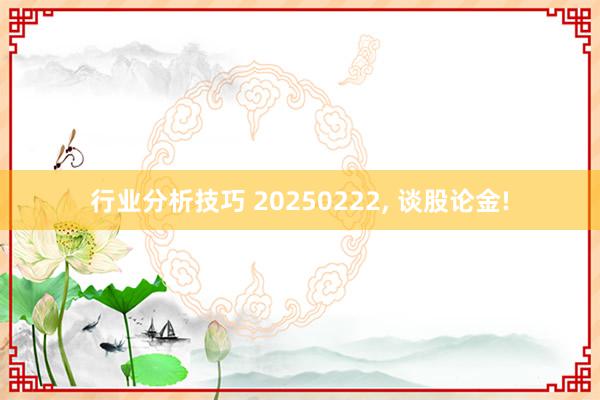 行业分析技巧 20250222, 谈股论金!