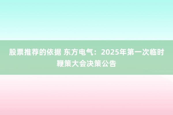 股票推荐的依据 东方电气：2025年第一次临时鞭策大会决策公告